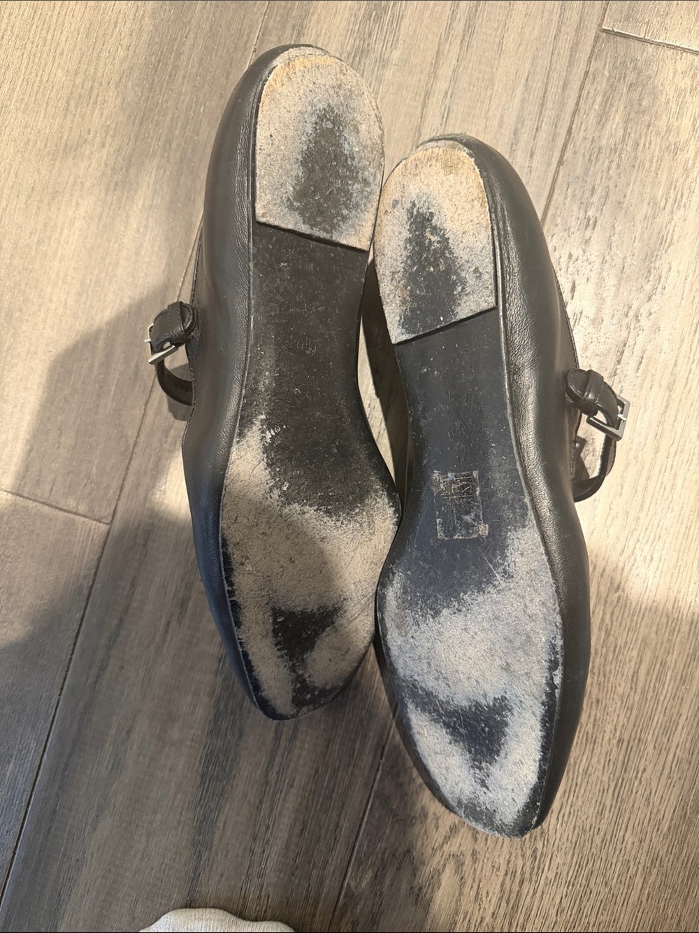 The Row Black Leather Mary Jane Flats with Strap - Picture 3 of 6